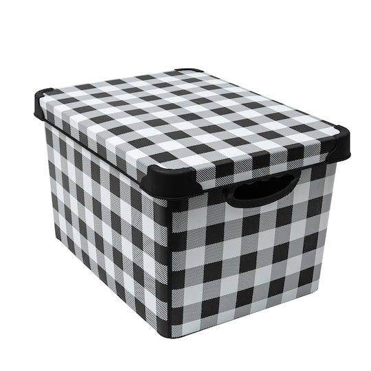Simplify Checkered Black & White Storage Tote Bin | 15" x 11" x 9" | Michaels®